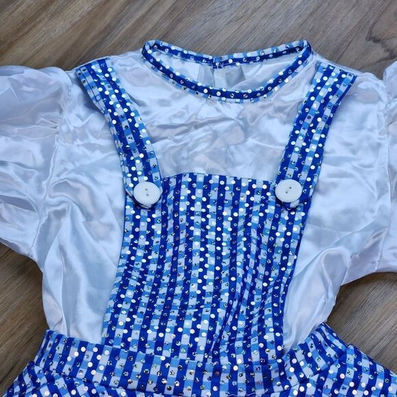 🩵Wizard of Oz Sequin Dorothy Wig & Costume Youth Medium 8-10 - Picture 6 of 15